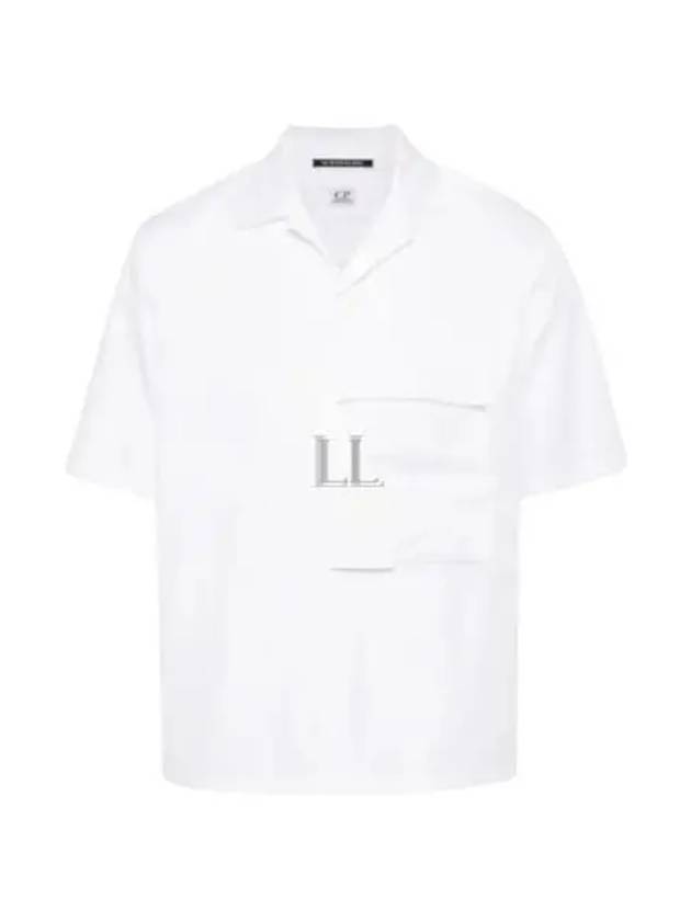 Metropolis Gabardine Short Sleeve Shirt White - CP COMPANY - BALAAN 2