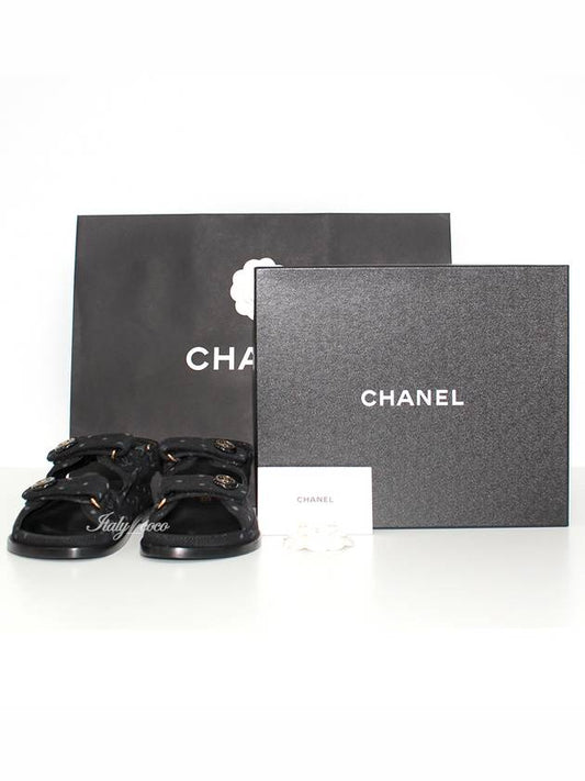 Sandals Printed Denim Black - CHANEL - BALAAN 2