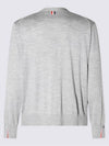 Men's Jersey Stitch V-Neck Cardigan Light Grey - THOM BROWNE - BALAAN 4