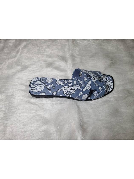 Oran Sandals Slippers Bandana Blue H241061Z1D - HERMES - BALAAN 2