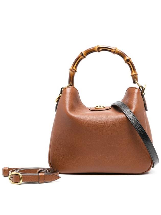 Diana Small Leather Tote Shoulder Bag Brown - GUCCI - BALAAN 3