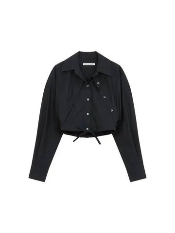 Double layered cropped shirt black - ALEXANDER WANG - BALAAN 1