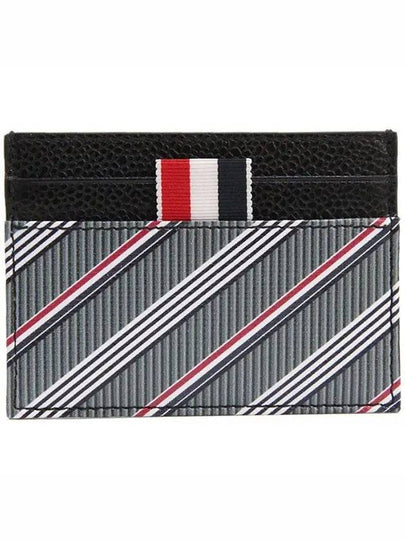 Three Stripes Tab Monogram Double Side Card Wallet Medium Grey - THOM BROWNE - BALAAN 2