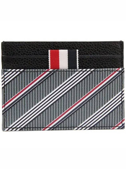 Three Stripes Tab Monogram Double Side Card Wallet Medium Grey - THOM BROWNE - BALAAN 2