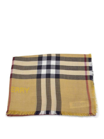 Check Wool Silk Reversible Scarf Beige - BURBERRY - BALAAN 1