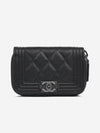 Boy Vintage Silver Hardware Quilted Caviar Zipper Card Wallet Black - CHANEL - BALAAN 2