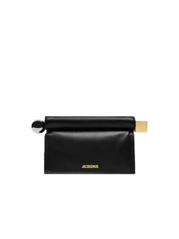 Round Square Logo Clutch Bag Black - JACQUEMUS - BALAAN 1