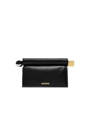 Round Square Logo Clutch Bag Black - JACQUEMUS - BALAAN 1