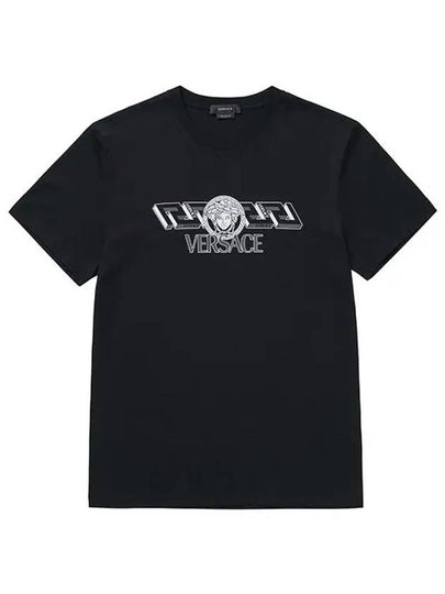 Men's La Greca Logo Short Sleeve T-Shirt Black - VERSACE - BALAAN 2