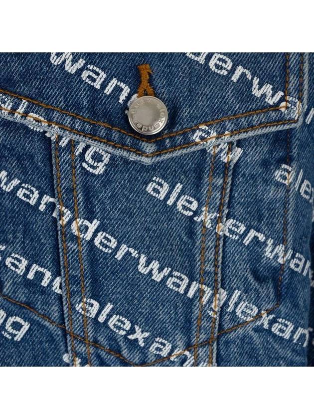 Women's Logo Print Trucker Denim Jacket Blue - ALEXANDER WANG - BALAAN 5