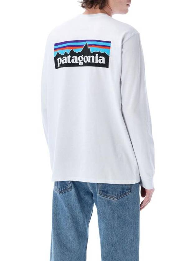 P6 Logo Responsibili Long Sleeve T-Shirt White - PATAGONIA - BALAAN 3