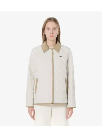 Women s Corduroy Collar Quilted Jumper Ivory - LACOSTE - BALAAN 1