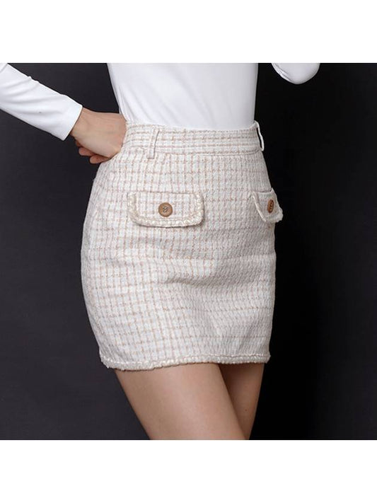 Double tweed H line Skirt Brown - J JANE - BALAAN 1