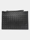 Intrecciato Strap Large Clutch Bag Black - BOTTEGA VENETA - BALAAN 4