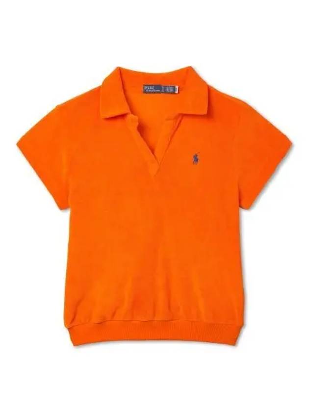 W Shrunken Fit Terry Polo Shirt Orange - POLO RALPH LAUREN - BALAAN 2