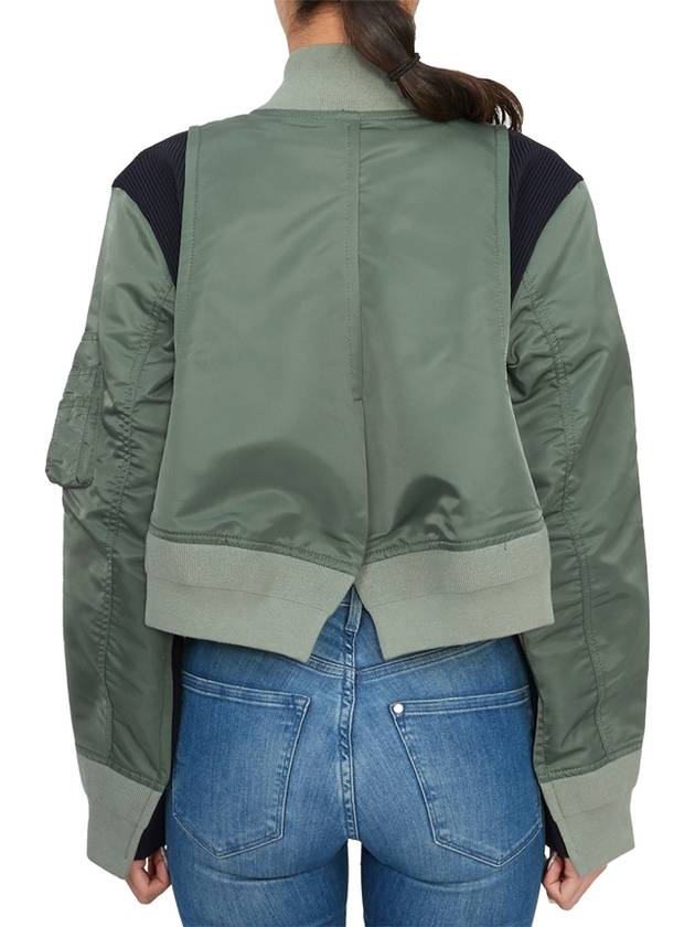 Nylon Twill Knit Bomber Jacket Green - SACAI - BALAAN 7