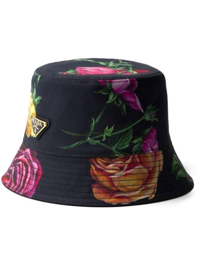 Prada Floral Print Reversible Bucket Hat Black - PRADA - BALAAN 1