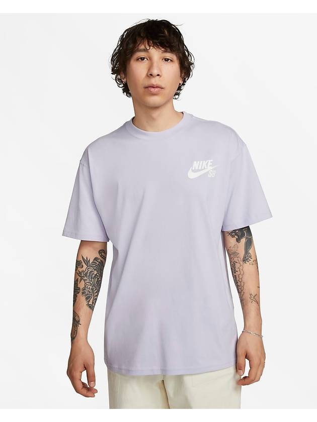 SB Logo Skate Cotton Short Sleeve Shirt Purple - NIKE - BALAAN 2