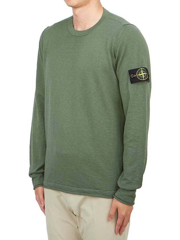 Compass Badge Ribbed Cotton Knit Top Dark Green - STONE ISLAND - BALAAN 3