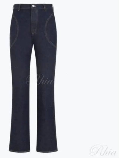 Decorative Stitching Denim Cotton Jeans Blue - ALAIA - BALAAN 2