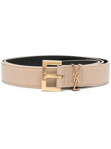 Monogram Buckle Leather Belt Pink - SAINT LAURENT - BALAAN 1