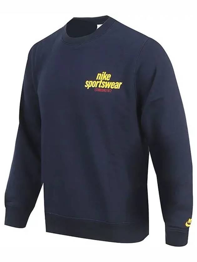 Club Fleece Crew Neck Sweatshirt Navy - NIKE - BALAAN 3