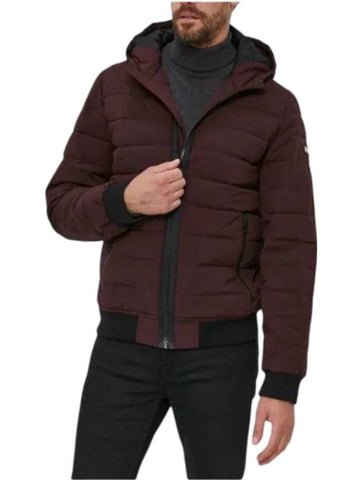 Men's Classic Hooded Puffer Padding Burgundy - DKNY - BALAAN 1