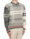 Tartan Check Jacquard Wool Mohair Knit Top Grey - THOM BROWNE - BALAAN 4