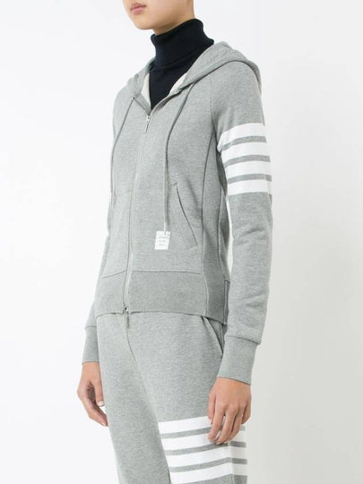 Engineered 4-Bar Stripe Loopback Jersey Knit Zip Up Hoodie Light Grey - THOM BROWNE - BALAAN 2