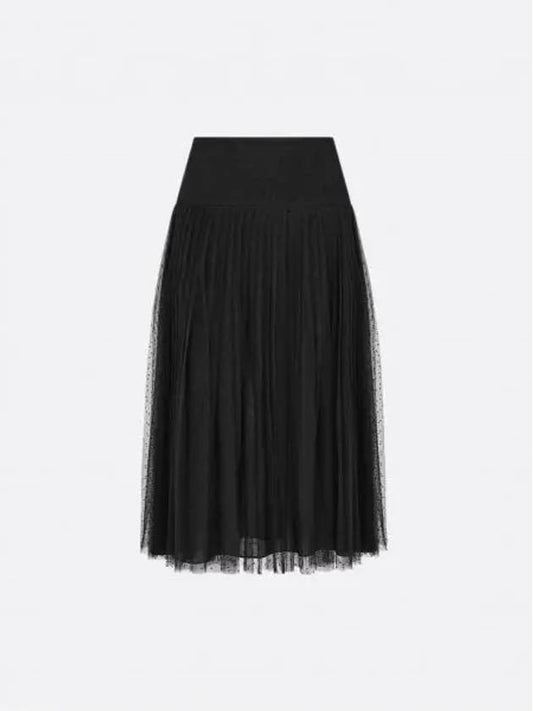 dotted embroidered tulle midi pleated skirt - DIOR - BALAAN 2