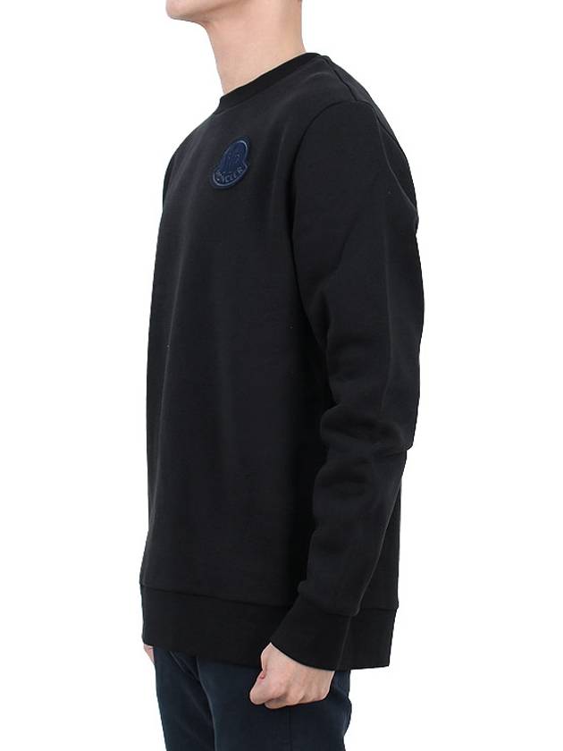 Men's Logo Crew Neck Cotton Fleece Sweatshirt Black - MONCLER - BALAAN 4