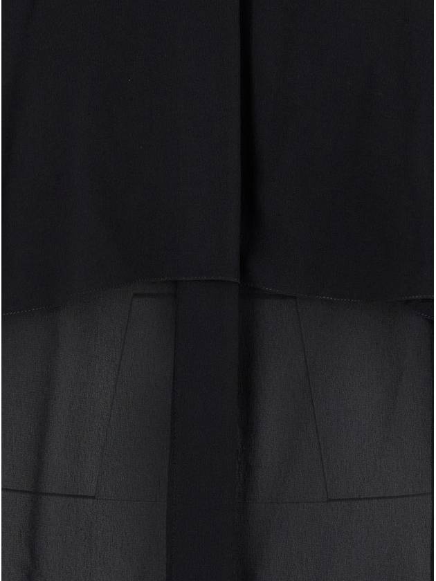 Women's Collarless Cape Overlay Silk Shirt Black - CHLOE - BALAAN 4