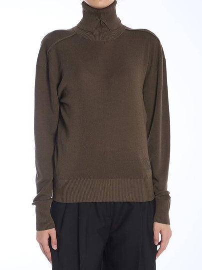 Roll Neck Wool Knit Top Military - BURBERRY - BALAAN 2