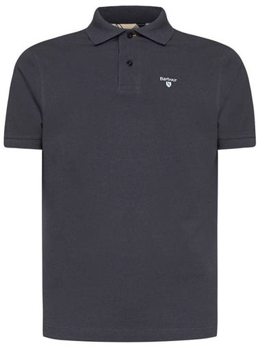 Tartan Pique Short Sleeve Polo Shirt Navy - BARBOUR - BALAAN 1