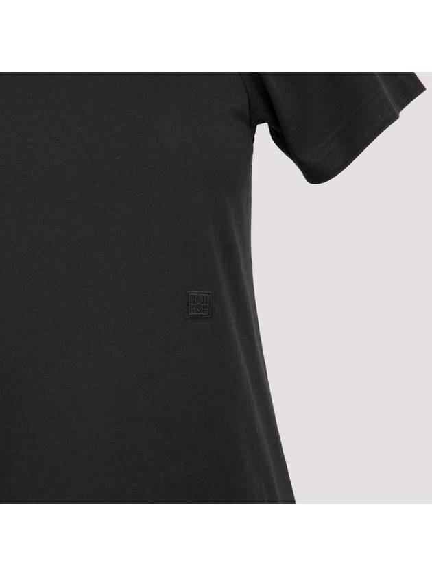 Embroidered Logo Cotton Short Sleeve T-Shirt Black - TOTEME - BALAAN 5