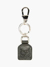 GG logo monogram embossed perforated leather key ring black - GUCCI - BALAAN 3