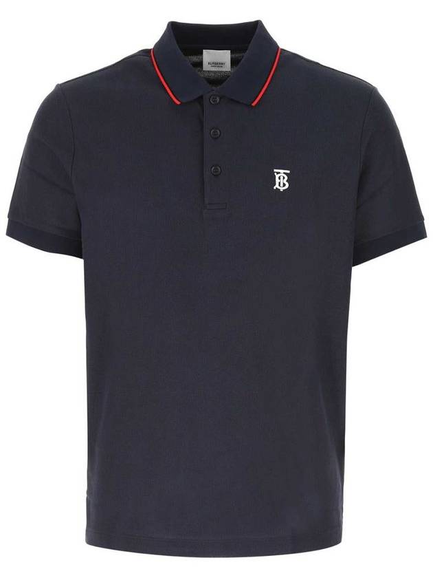 Icon Stripe Placket Cotton Pique Polo Shirt Navy - BURBERRY - BALAAN 2