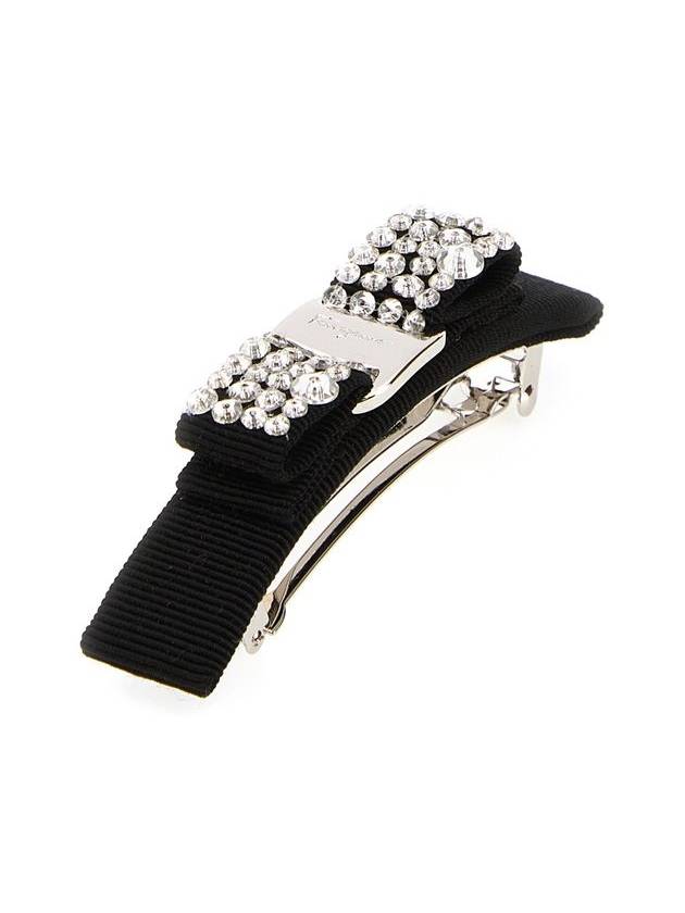 Women's Vara Bow Crystal Hair Clip Black - SALVATORE FERRAGAMO - BALAAN 3