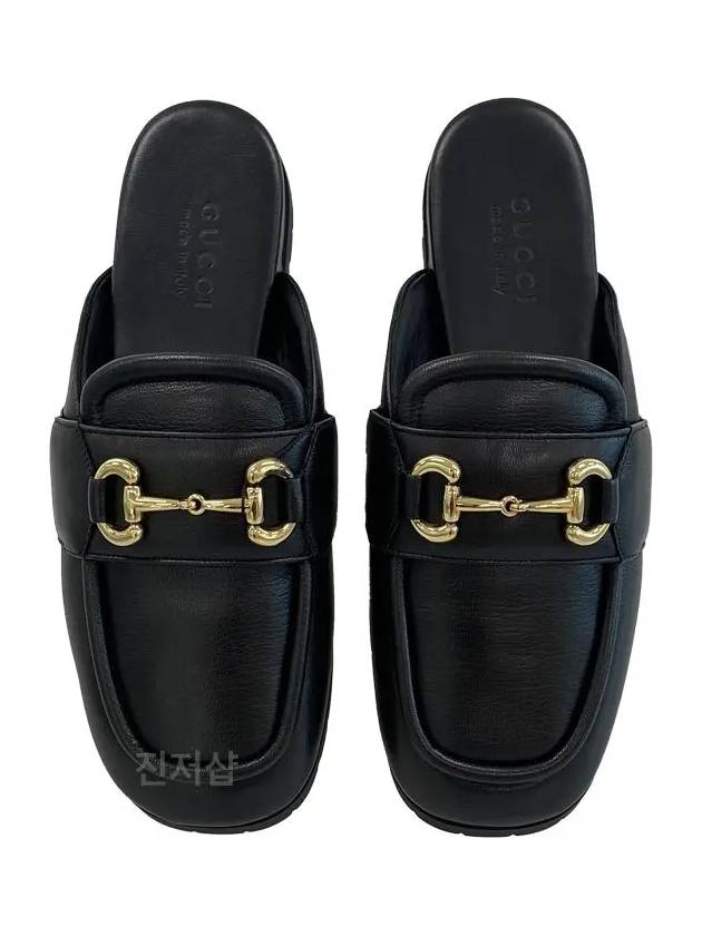 Horsebit Leather Mules Black - GUCCI - BALAAN 5