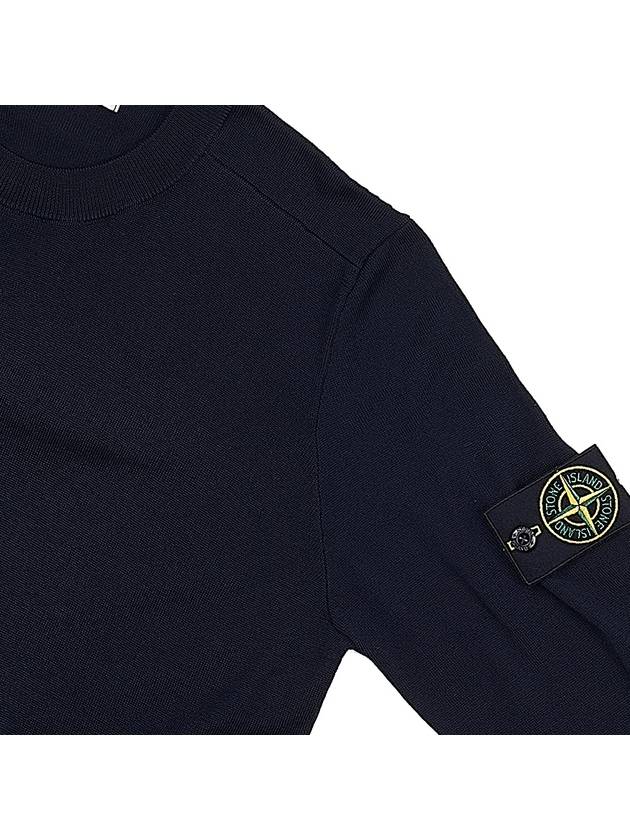 Regular Fit Crew Neck Wool Knit Top Navy - STONE ISLAND - BALAAN 5