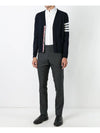 Men's Classic V-neck Merino Wool Cardigan Navy - THOM BROWNE - BALAAN 6