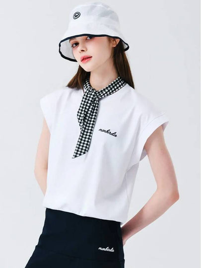 Scarf Point Sleeveless T-Shirt WHITE&BLACK - MONBIRDIE GOLF - BALAAN 2