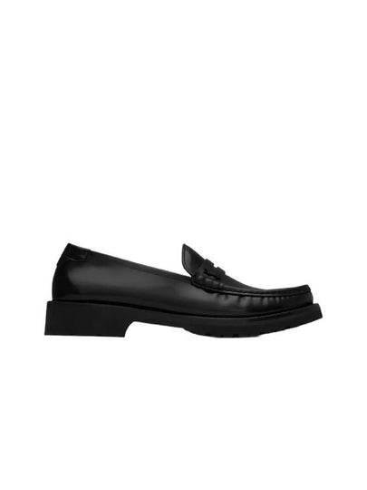 Monogram Leather Loafers Black - SAINT LAURENT - BALAAN 2