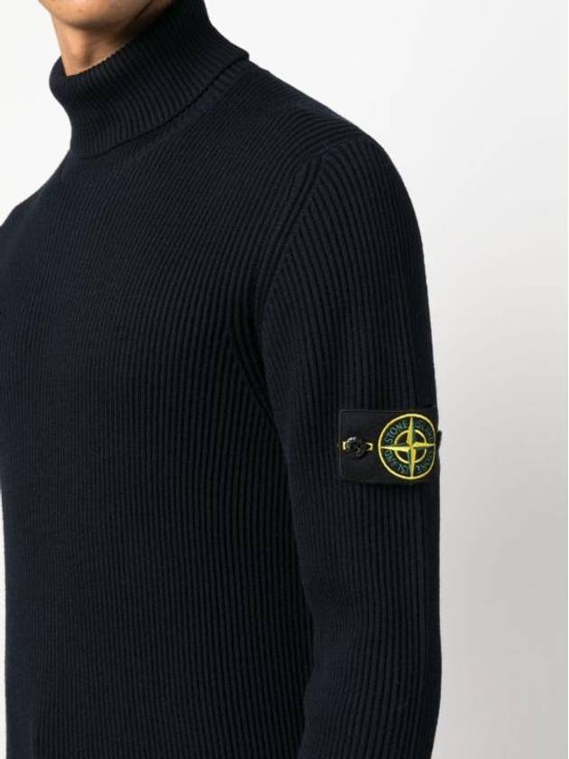 Men's Logo Patch Turtleneck Navy - STONE ISLAND - BALAAN 4