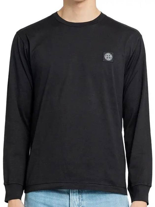 Cotton Jersey Long Sleeve T Shirt Black - STONE ISLAND - BALAAN 2