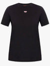 T Leg D Regular Fit Cotton Short Sleeve T-Shirt Black - DIESEL - BALAAN 2