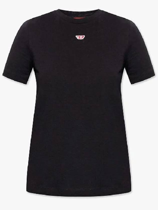 T Leg D Regular Fit Cotton Short Sleeve T-Shirt Black - DIESEL - BALAAN 2