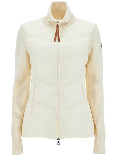 Women's Padded Wool Zip-Up Cardigan Ivory - MONCLER - BALAAN 1