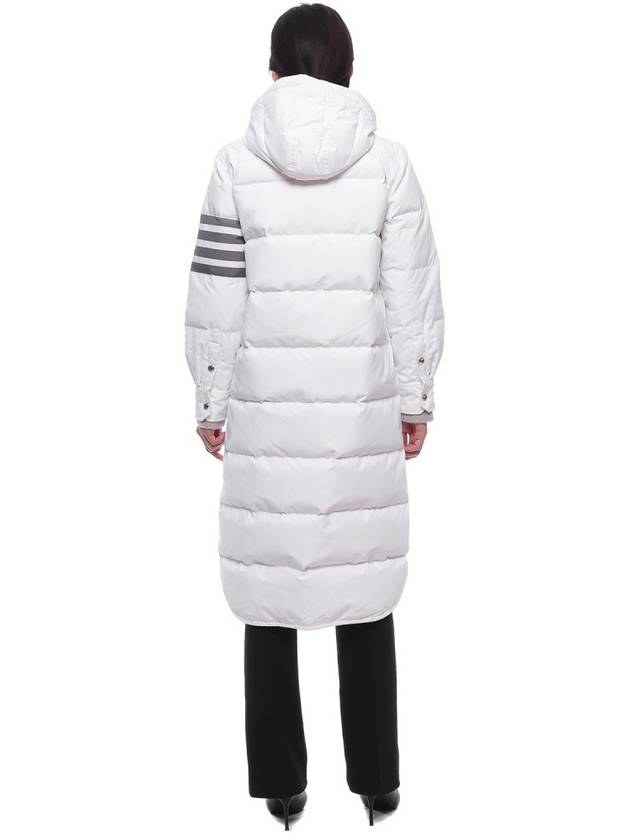 Downfilled Ripstop Classic 4 Striped Hoodie Down Long Padding White - THOM BROWNE - BALAAN 6