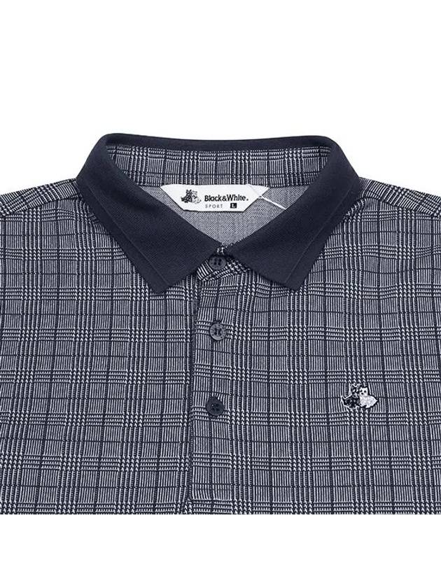 Men s glen check pattern jacquard t shirt 9034GXZP NAVY - BLACK&WHITE - BALAAN 3